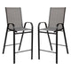 Gray |#| 2 Pack Gray Outdoor Barstools with Flex Comfort Material-Patio Stool