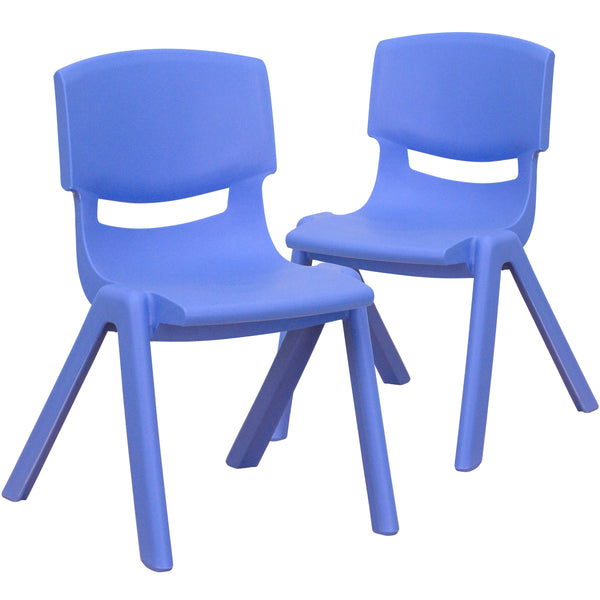 Blue |#| 2 Pack Blue Plastic Stackable School Chair with 12inchH Seat, Preschool Seating