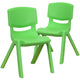 Green |#| 2 Pack Green Plastic Stackable School Chair with 12inchH Seat, Preschool Seating