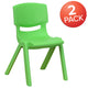 Green |#| 2 Pack Green Plastic Stackable School Chair with 12inchH Seat, Preschool Seating