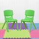 Green |#| 2 Pack Green Plastic Stackable School Chair with 12inchH Seat, Preschool Seating