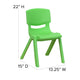 Green |#| 2 Pack Green Plastic Stackable School Chair with 12inchH Seat, Preschool Seating