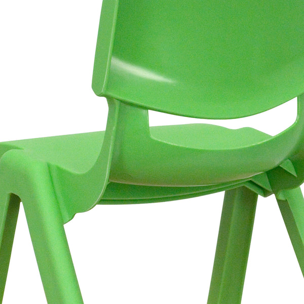 Green |#| 2 Pack Green Plastic Stackable School Chair with 12inchH Seat, Preschool Seating