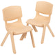 Natural |#| 2 Pack Natural Plastic Stackable School Chair with 12inchH Seat, Preschool Seating