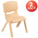 Natural |#| 2 Pack Natural Plastic Stackable School Chair with 12inchH Seat, Preschool Seating