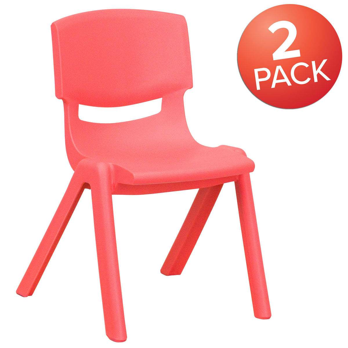 Red |#| 2 Pack Red Plastic Stackable School Chair with 12inchH Seat, Preschool Seating