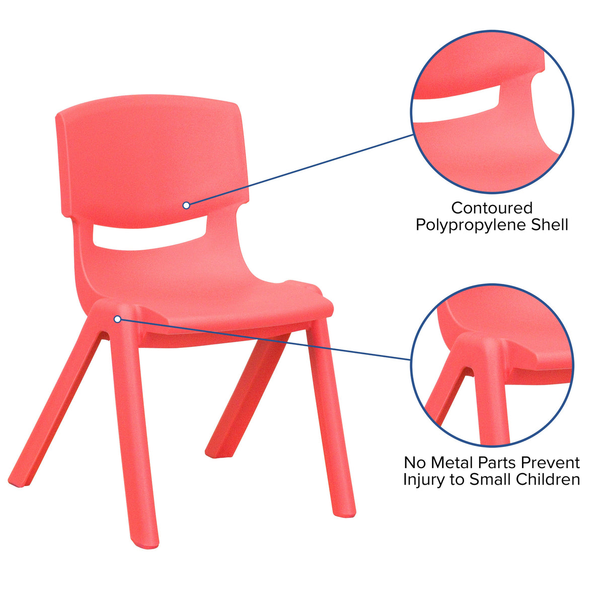 Red |#| 2 Pack Red Plastic Stackable School Chair with 12inchH Seat, Preschool Seating