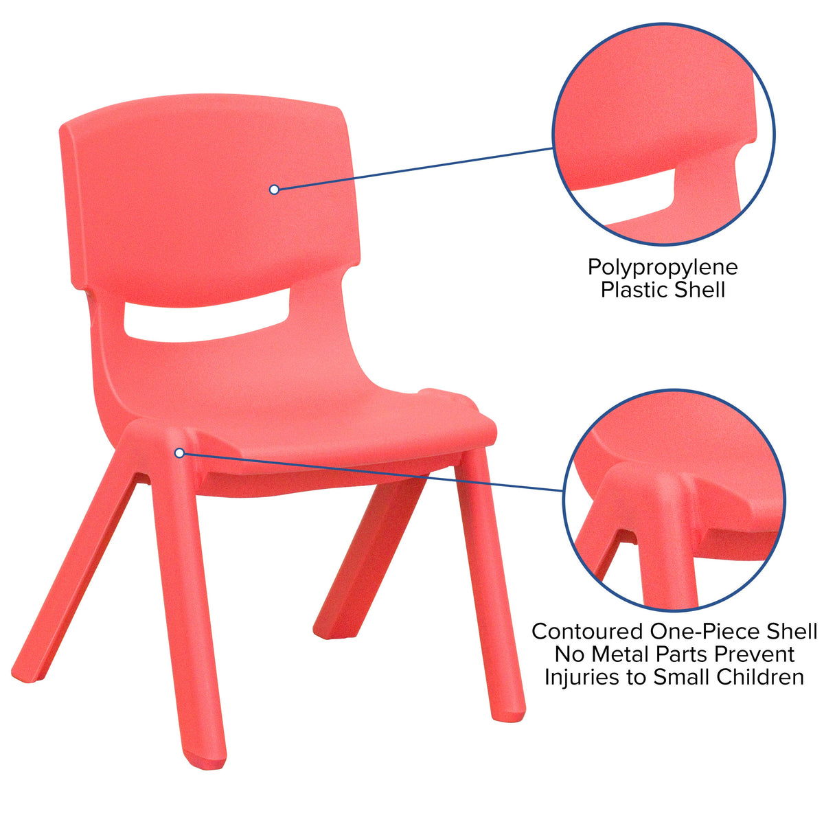 Red |#| 2 Pack Red Plastic Stackable School Chair with 15.5inchH Seat