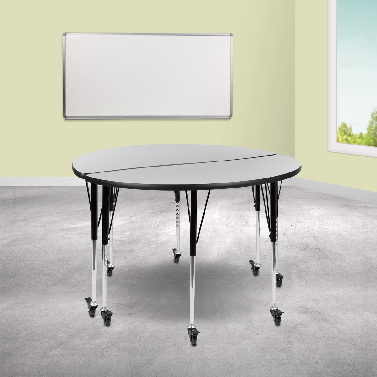 Grey |#| 2 Piece Mobile 47.5inch Circle Flexible Grey Adjustable Activity Table Set