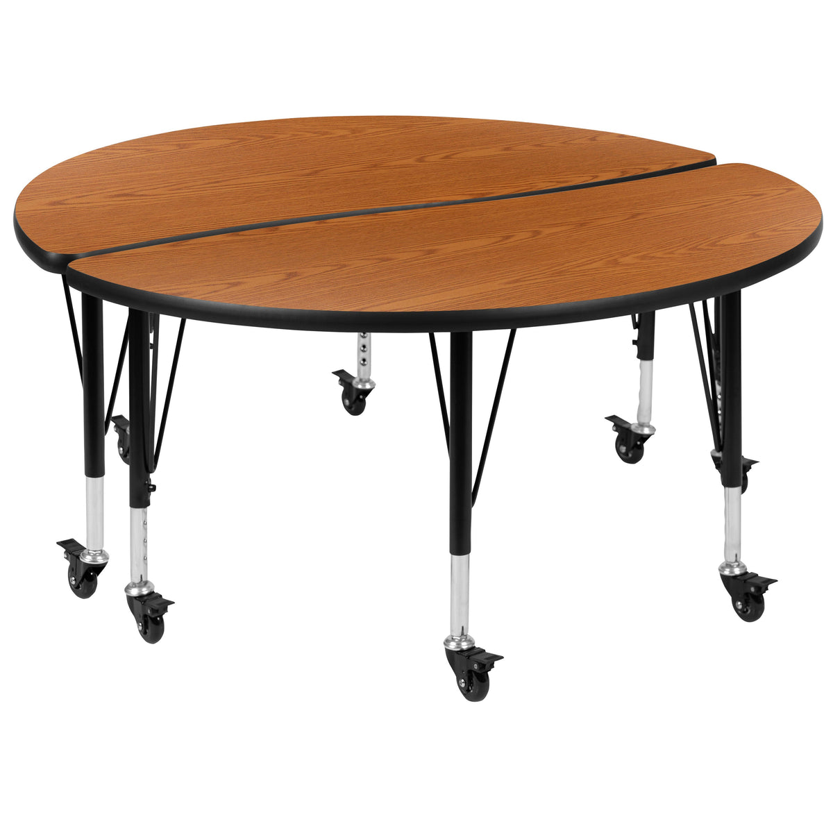 Oak |#| 2 Piece Mobile 47.5inch Circle Flexible Oak Kids Activity Table Set