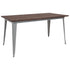 30.25" x 60" Rectangular Metal Indoor Table with Rustic Wood Top