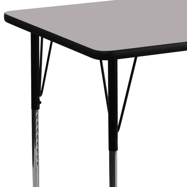 Gray |#| 30inchW x 48inchL Rectangular Grey Thermal Laminate Adjustable Activity Table