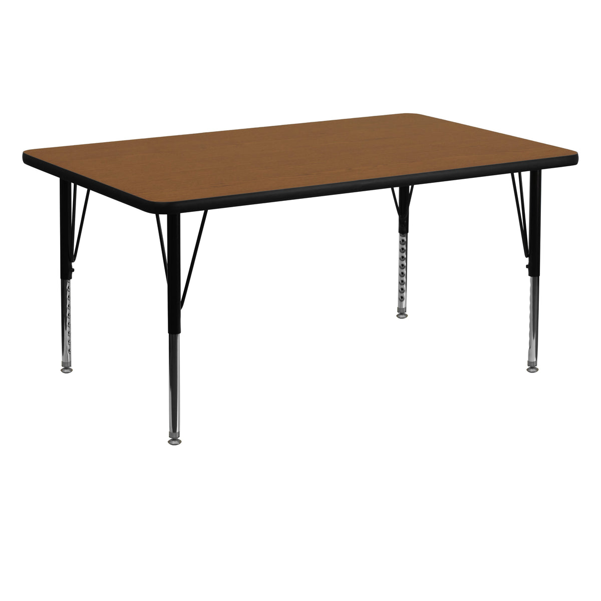Oak |#| 30inchW x 60inchL Rectangular Oak HP Laminate Activity Table - Height Adjustable Legs