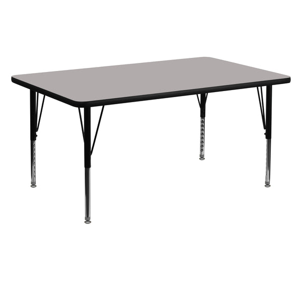 Gray |#| 30inchW x 60inchL Rectangular Grey HP Laminate Activity Table - Height Adjustable Legs