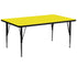 30''W x 72''L Rectangular HP Laminate Activity Table - Height Adjustable Short Legs