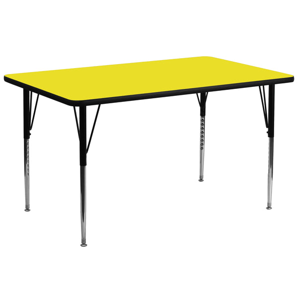 Yellow |#| 30inchW x 72inchL Rectangular Yellow HP Laminate Adjustable Activity Table