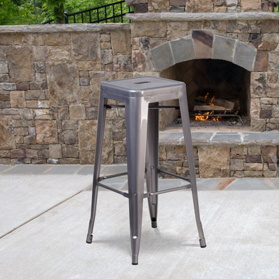 30'' High Backless Metal Indoor Barstool with Square Seat