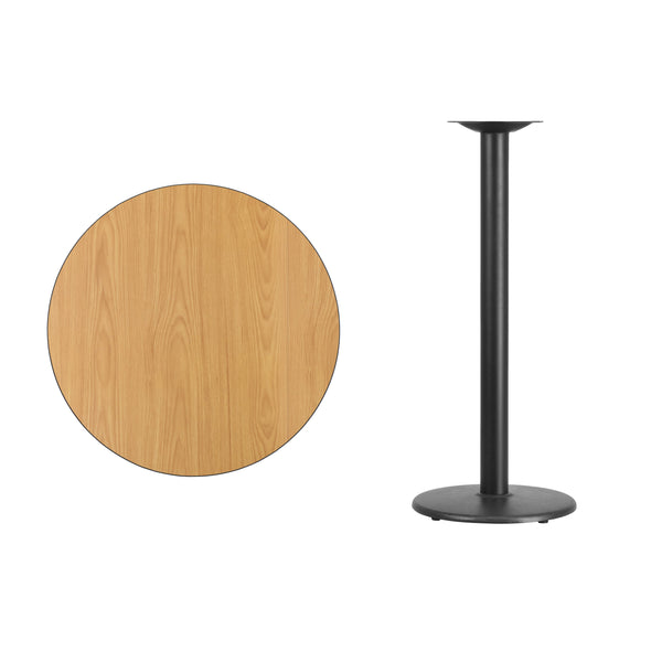 Walnut |#| 30inch Round Walnut Laminate Table Top with 18inch Round Bar Height Table Base