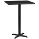 Black |#| 30inch Square Black Laminate Table Top with 22inch x 22inch Bar Height Table Base
