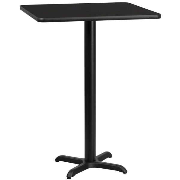 Black |#| 30inch Square Black Laminate Table Top with 22inch x 22inch Bar Height Table Base