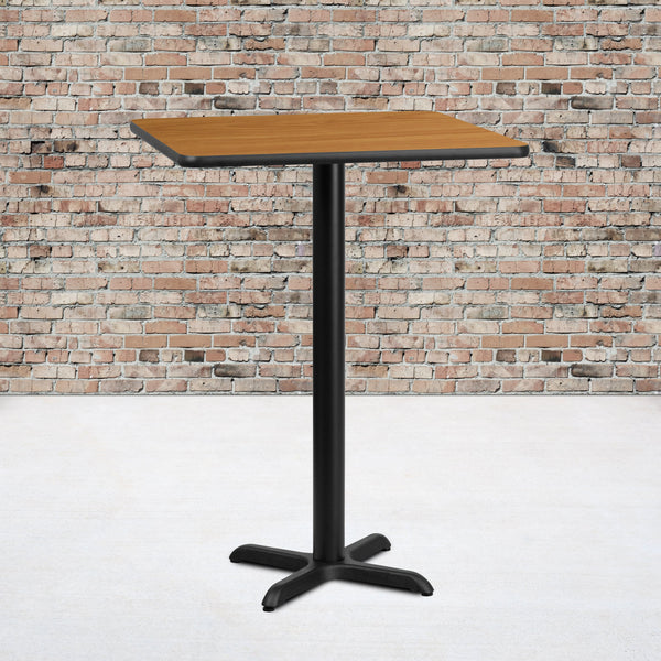 Natural |#| 30inch Square Natural Laminate Table Top with 22inch x 22inch Bar Height Table Base