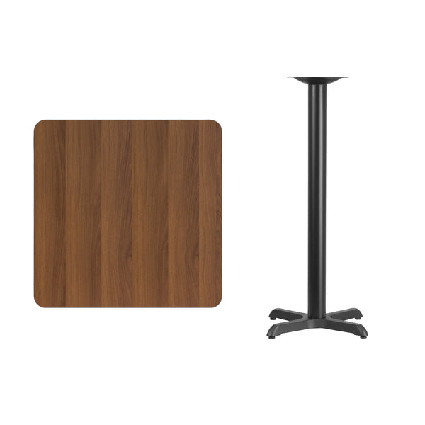 Natural |#| 30inch Square Natural Laminate Table Top with 22inch x 22inch Bar Height Table Base