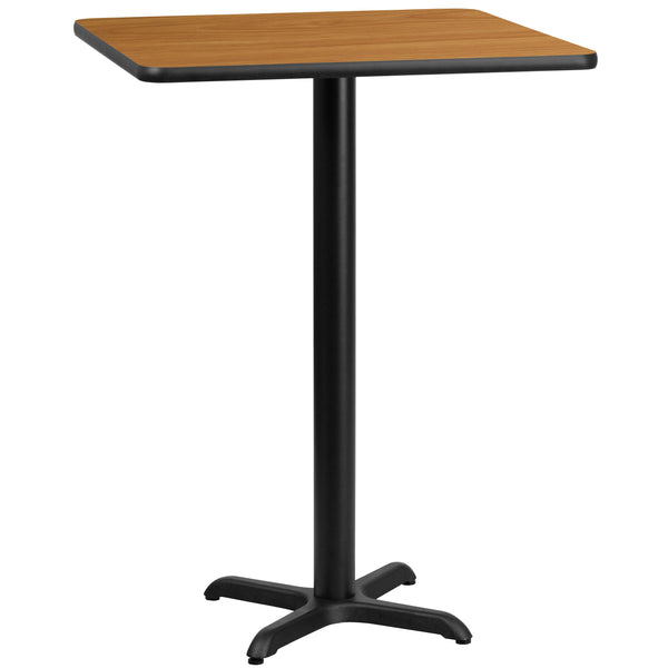 Natural |#| 30inch Square Natural Laminate Table Top with 22inch x 22inch Bar Height Table Base