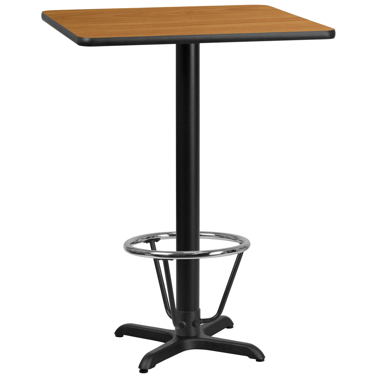 Natural |#| 30inch SQ Natural Laminate Table Top & 22inchx 22inch Bar Height Table Base w/ Foot Ring