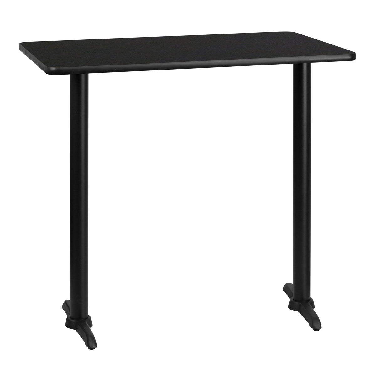 Black |#| 30inch x 42inch Rectangular Black Laminate Table Top with 5inch x 22inch Table Bases