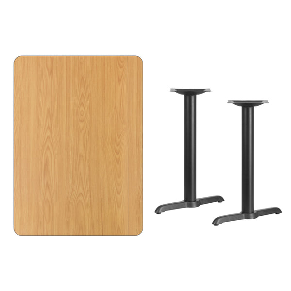 Black |#| 30inch x 42inch Rectangular Black Laminate Table Top with 5inch x 22 Table Height Bases