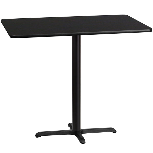 Black |#| 30inch x 48inch Rectangular Laminate Table Top & 23.5inch x 29.5inch Bar Height Table Base