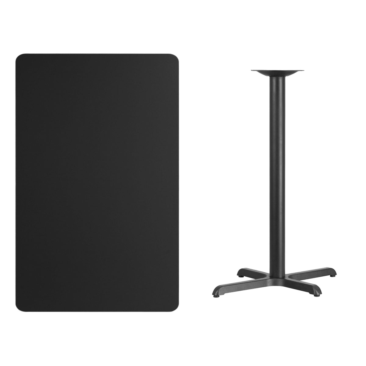 Black |#| 30inch x 48inch Rectangular Laminate Table Top & 23.5inch x 29.5inch Bar Height Table Base