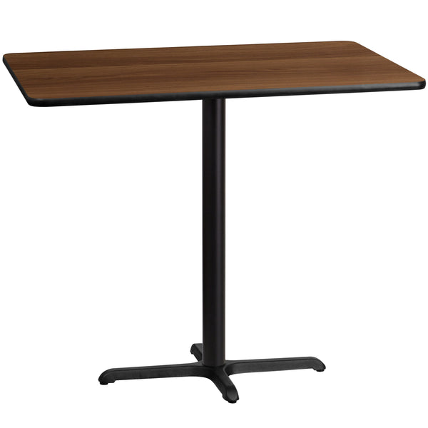 Walnut |#| 30inch x 48inch Rectangular Laminate Table Top & 23.5x29.5 Bar Height Table Base