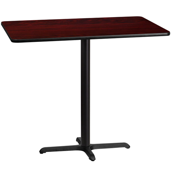 Mahogany |#| 30inch x 48inch Laminate Table Top with 23.5inch x 29.5inch Bar Height Table Base