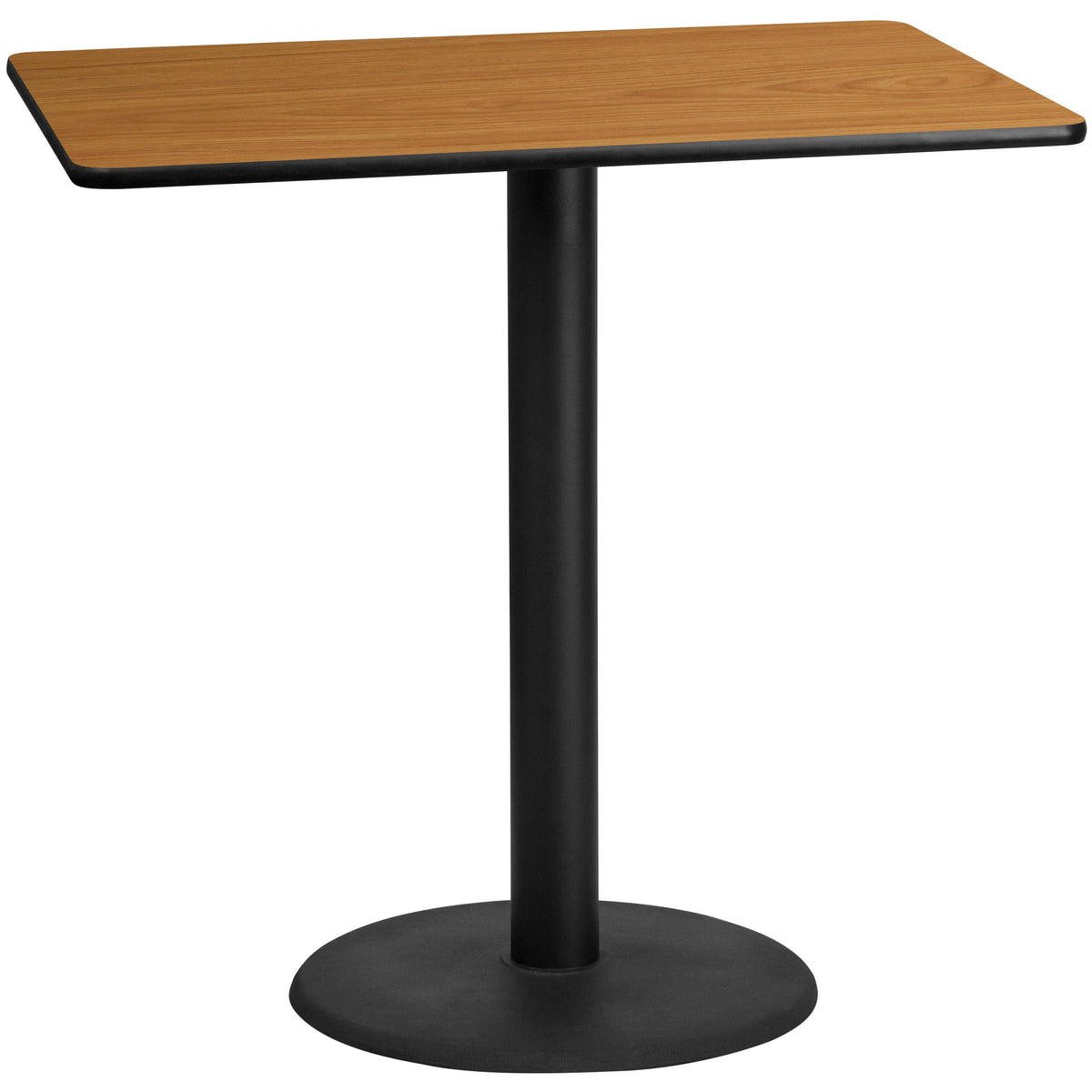 Mahogany |#| 30inch x 48inch Mahogany Laminate Table Top with 24inch Round Bar Height Table Base