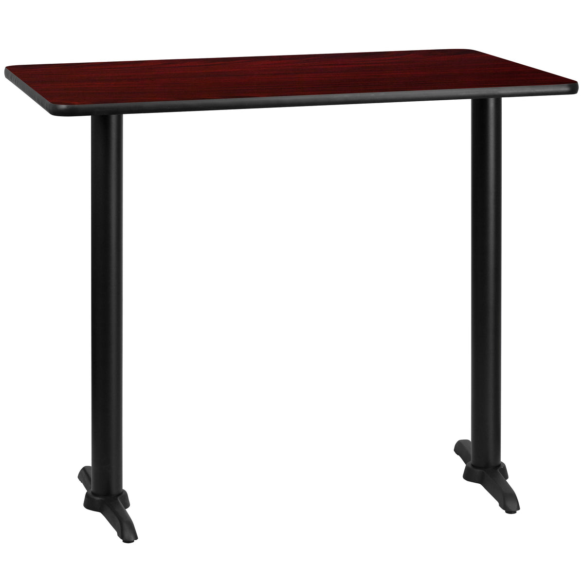 Mahogany |#| 30inch x 48inch Mahogany Laminate Table Top with 5inch x 22inch Bar Height Table Bases