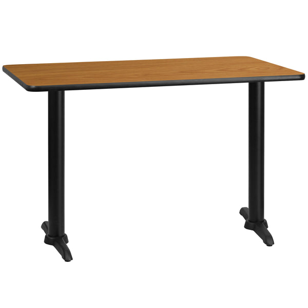 Natural |#| 30inch x 48inch Natural Laminate Table Top with 5inch x 22inch Table Height Bases