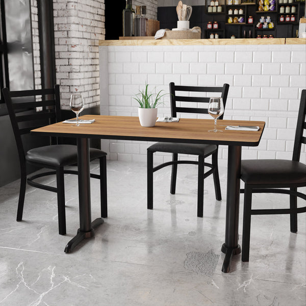 Walnut |#| 30inch x 48inch Rectangular Walnut Laminate Table Top & 5inch x 22inch Table Height Bases