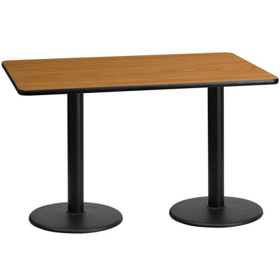 30'' x 60'' Rectangular Laminate Table Top with 18'' Round Table Height Bases