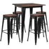 31.5" Square Metal Bar Table Set with Wood Top and 4 Backless Stools