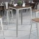 Silver |#| 31.5inch Square Silver Metal Indoor Bar Height Table with Walnut Rustic Wood Top