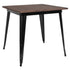 31.5" Square Metal Indoor Table with Rustic Wood Top