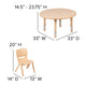 Natural |#| 33inch Round Natural Plastic Height Adjustable Activity Table Set with 2 Chairs
