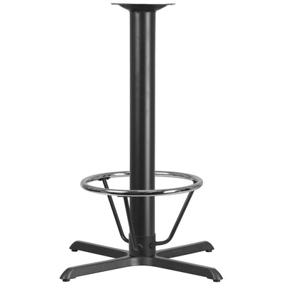 33'' x 33'' Restaurant Table X-Base with 4'' Dia. Bar Height Column and Foot Ring