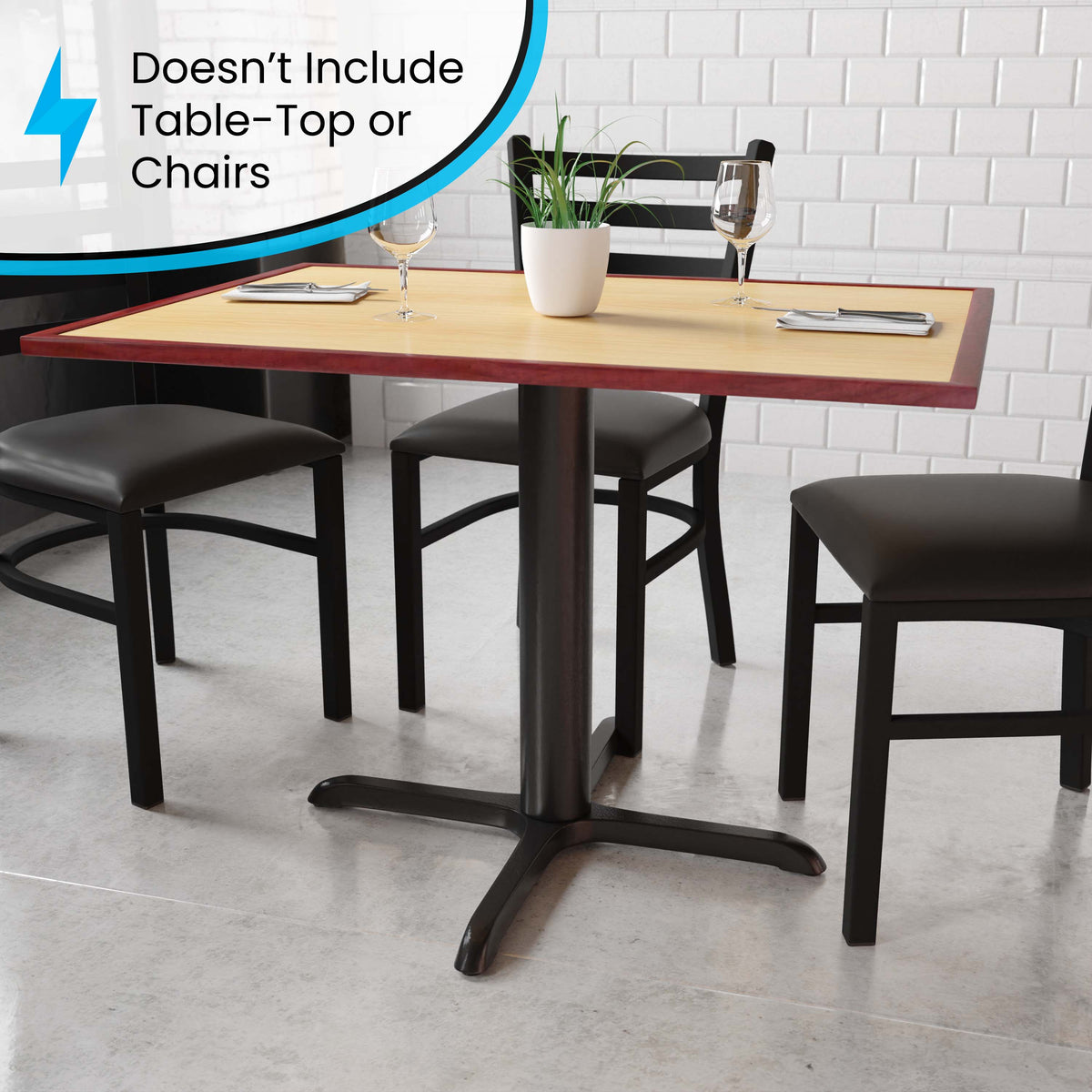 33inch x 33inch Restaurant Table X-Base with 4inch Dia. Table Height Column