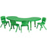 35"W x 65"L Half-Moon Plastic Height Adjustable Activity Table Set with 4 Chairs