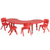 35"W x 65"L Half-Moon Plastic Height Adjustable Activity Table Set with 4 Chairs