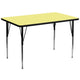 Yellow |#| 36inchW x 72inchL Rectangular Yellow Thermal Laminate Adjustable Activity Table
