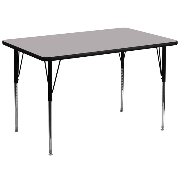 Gray |#| 36inchW x 72inchL Rectangular Grey Thermal Laminate Adjustable Activity Table