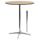 Natural |#| 36" Round Wood Commercial Grade Cocktail Table with 30" and 42" Columns